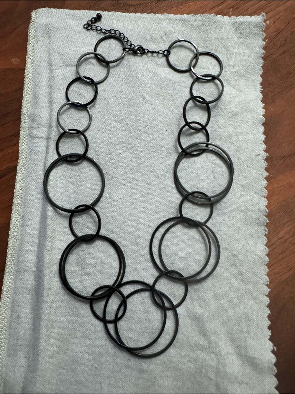 J. Crew Black Interlocking Graduated Circle Link Necklace